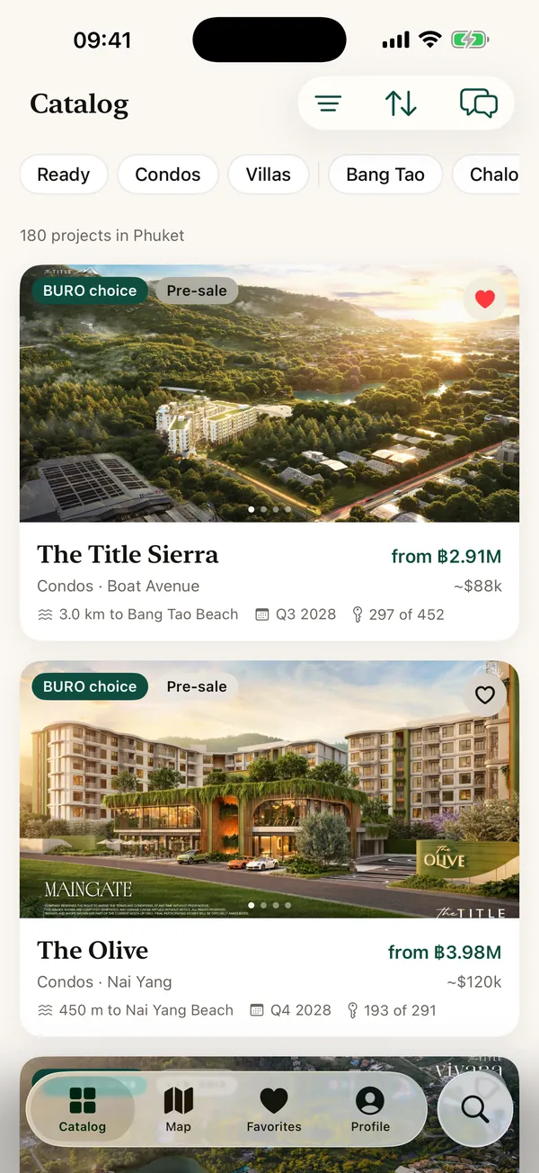 Project catalogue with prices